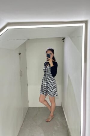 Checkered Charm Pinafore Dress