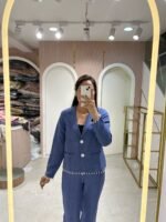 Denim Blue Two-Piece Suit Set