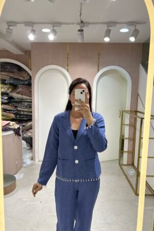 Denim Blue Two-Piece Suit Set
