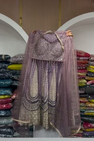 Lavender Embroidered Lehenga Set
