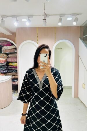Black Diamond Lattice Kurta Set